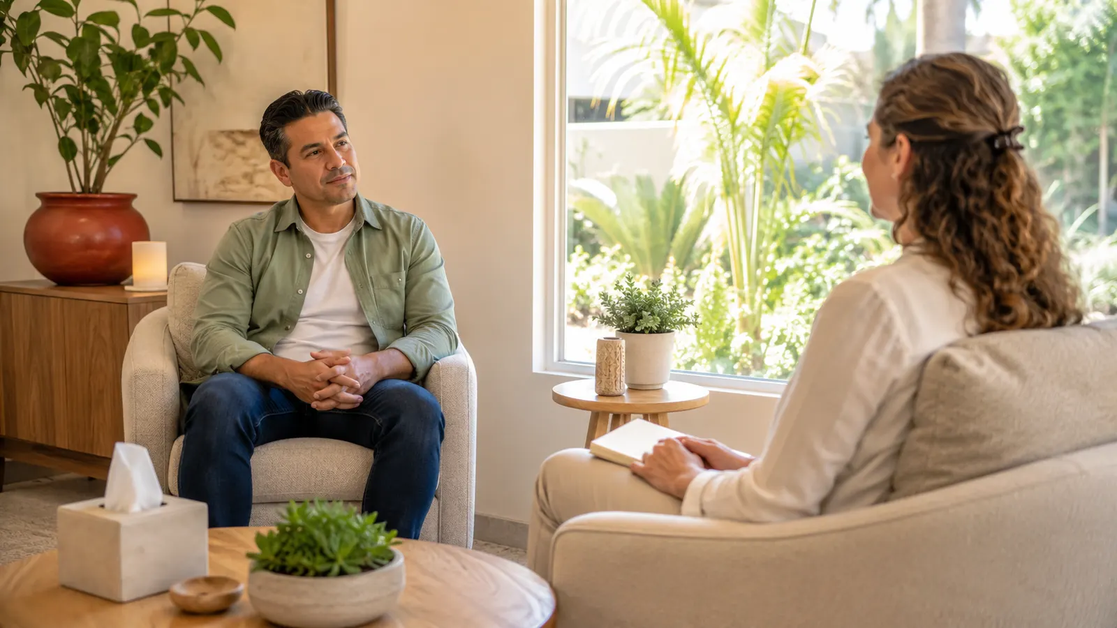 Individual counseling session with a therapist and adult client